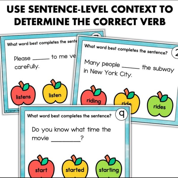 subject verb agreement task cards